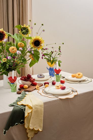 Салфетка под приборы anemone из коллекции trendy ruffles, D40 см, серый