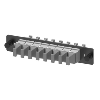 Адаптерная планка 8xMTP(16) адаптеров (allign key) (цвет адаптеров - светло-серый), OM4, 1/2 HU