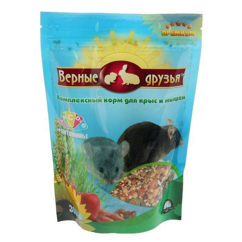 Верные друзья ПРЕМИУМ, Корм для крыс и мышей, 300 г