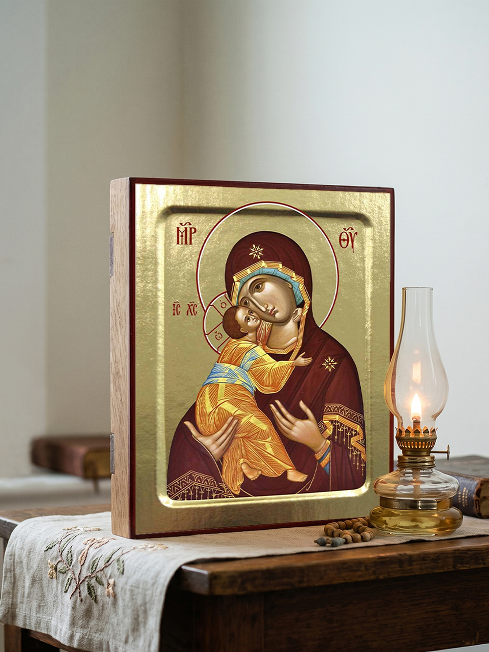 Икона Пресвятой Богородицы, Владимирская (млад. в желто-голубом): 125 х 160 (Синопсисъ)