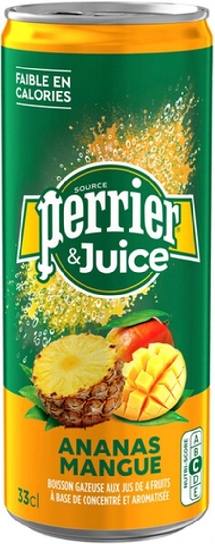 Вода природная минеральная Перрье Ананас & Манго / Perrier Ananas & Mangue 0.33 - банка