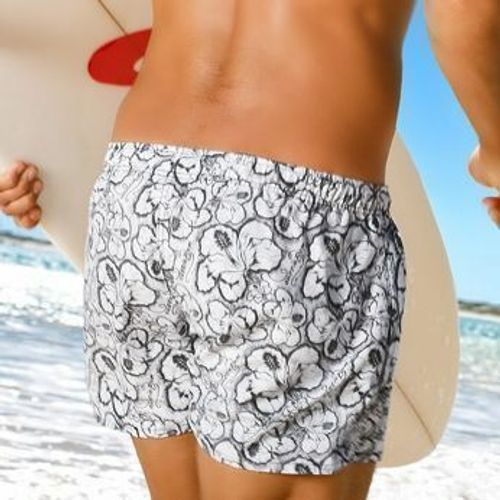 Мужские плавательные шорты белые с с цветами AussieBum Scent Grevillea