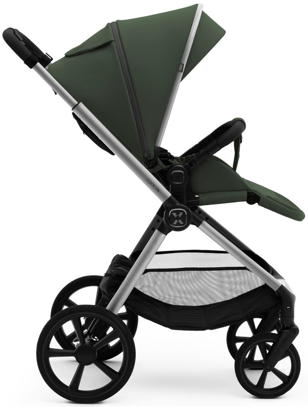 Коляска Agex Life 3 в 1 хромированная рама с автокреслом i-Safe Grey ALC613 Crocodile (Зеленый)