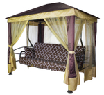 Качели-шатер 4-х местные Мебель Сад Монреаль Премиум (каркас коричневый, м/э коричневый рис.арабеска)2 уп.