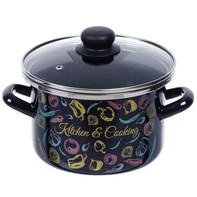 Кастрюля сталь, эмал, 3 л, с крыш, Сантэкс, Микс овощной, 1-2230112, индукц