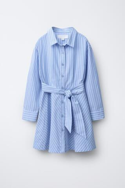 ZARA ПЛАТЬЕ-РУБАШКА В ПОЛОСКУ, СИНИЙ