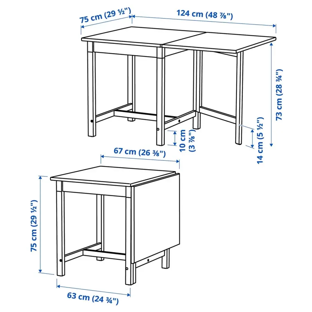 Набор кухонных столов - PINNTORP IKEA/ ПИННТОРП ИКЕА, 124х67 см, бежевый
