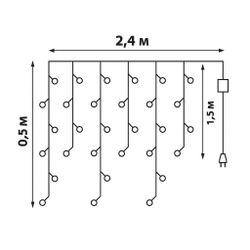 ULD-E2405-100-DTA MULTI IP20 RAINBOW Занавес светодиодный фигурный с контроллером Радуга. 16 нитей. 100 светодиодов. Размер 2.5х0.5м. Цвет свечения разноцветный. IP20. Провод прозрачный. Упаковка картон.