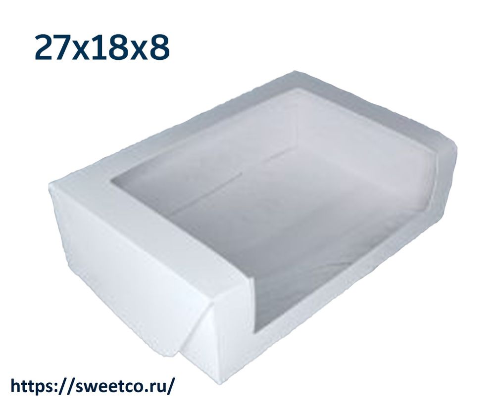 Коробка для мусовых пирожных с окном 270х180х80 мм