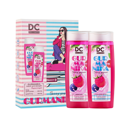 Косметический набор для женщин GURMANIKA «ЯГОДНЫЙ ЙОГУРТ» (гель для душа 250 мл + шампунь 250 мл)