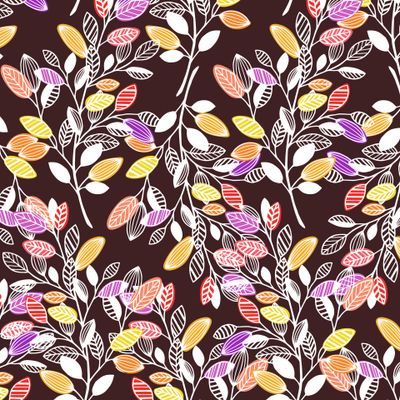 Seamless pattern of Decorative branch with leaves.