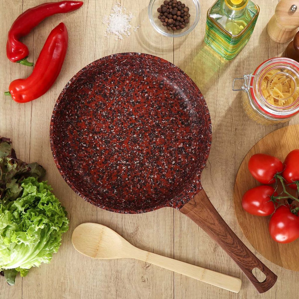 Сковорода алюминий, 26 см, антиприг, Гурман, Granit Red, красн, ГМ2601 ГР, с дерев ручк