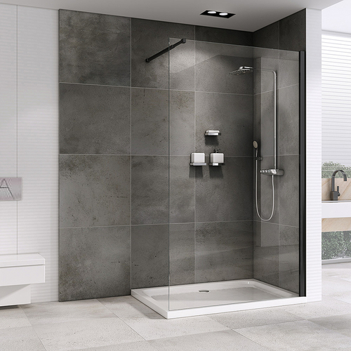 Душевая перегородка Abber Immer Offen 90 AG61090B профиль Черный стекло прозрачное