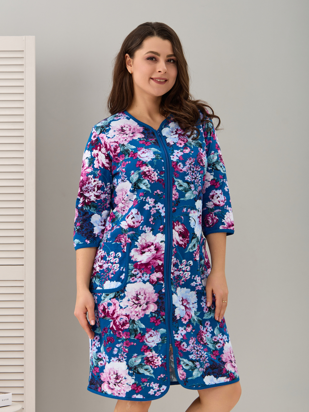 Халат Х-262/индиго-цветущийсад