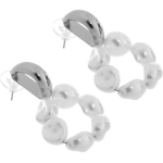 Серьги из гиппоалергенного металла с иск. жемчугом «ПАЛУМНА», цвет золото и серебро, 3*2,5см