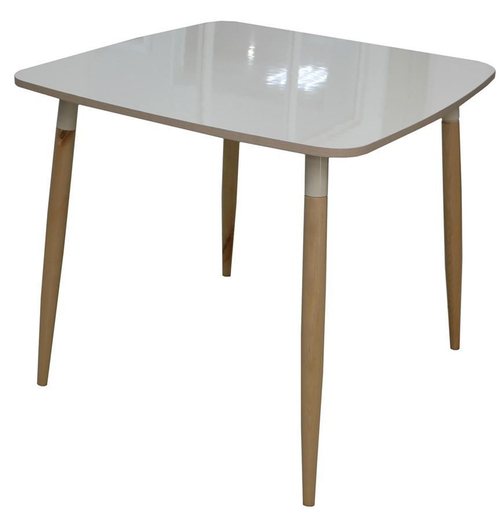 Стол Сота-3 1 кат.2812 ванильный глянец ПВХ1*19 дуб выбеленный Ноги конус малый лак ст Форт