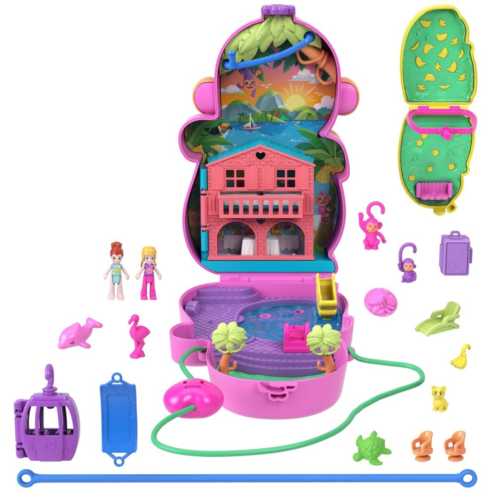 Polly Pocket - Обезьянка Компактная сумка Расширяемый игровой набор HWP04 / артикул   GKJ63 HWP04  / GTIN 194735218004