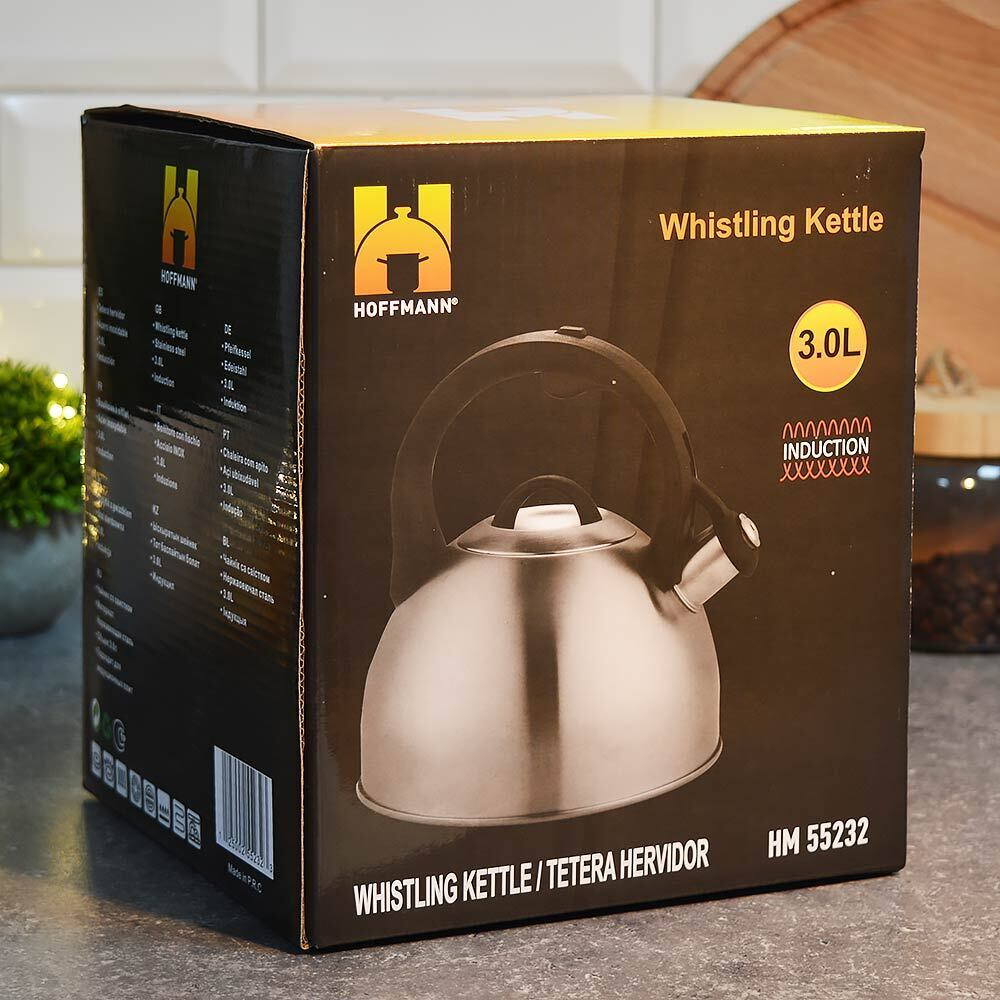 Чайник 3л со свистком, матовый, черная ручка, индукция, НМ 55232