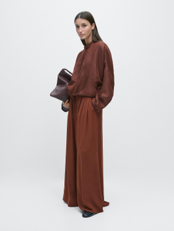 Massimo Dutti Широкие брюки с вытачками и эластичным поясом, оранжевый