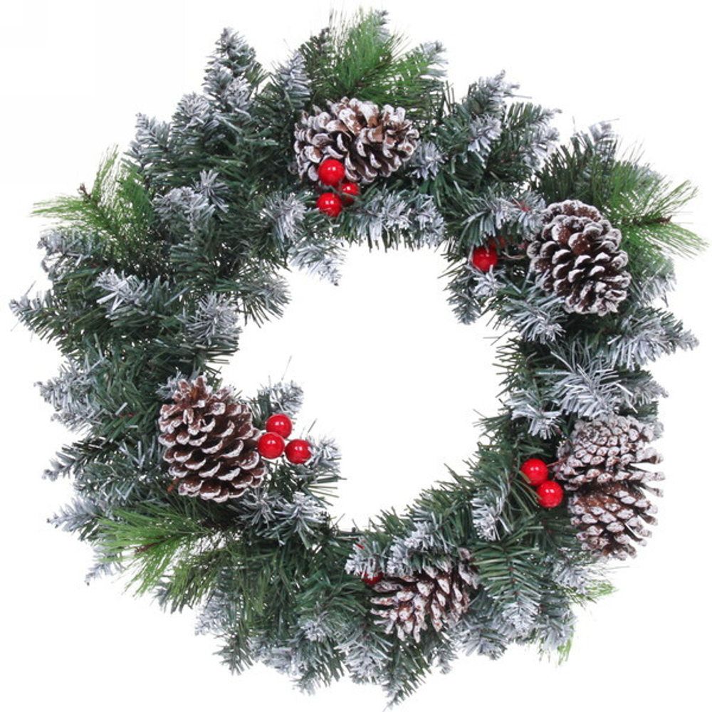 Венок хвойный новогодний «Рождественский лес» 50 см, леска+ПВХ (SQ2102-50)