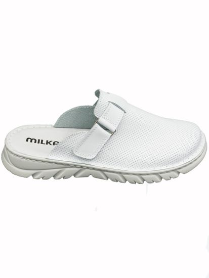 04 | "Luka" | Белые мужские медицинские сабо натуральная кожа (перфорация)