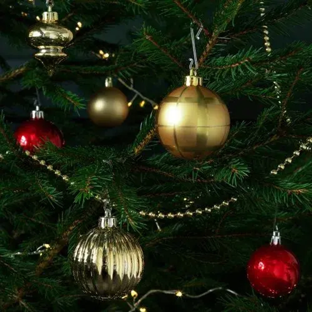 Набор ёлочных украшений Винтэртид, 32 шт, пластик, красный/золотистый