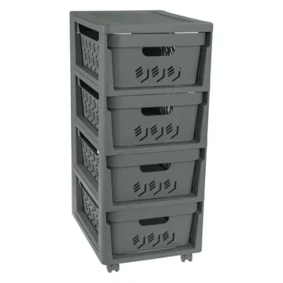 Комод на колесах deluxe, 4 ящика, 300х690 мм (серый)