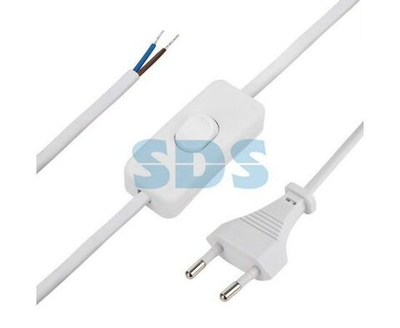 Сетевой шнур с вилкой и выключателем 2х0,75 мм 1,8м белый REXANT 11-1133