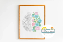 Плакат "Правое и левое полушарие мозга"