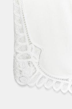 ZARA БРЮКИ С ВЫШИВКОЙ — ZW COLLECTION, ЖЕЛТОВАТО-БЕЛЫЙ