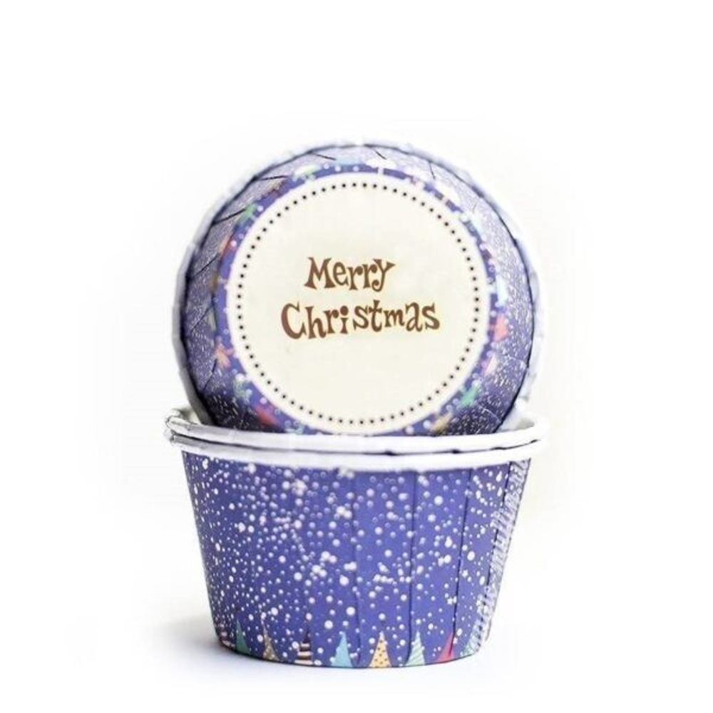 Капсулы для капкейков Merry Christmas фиолетовые, 5х4 см, 25 шт