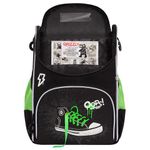 Ранец GRIZZLY анатомическая спинка, с мешком для обуви, для мальчиков, "SNEAKER", черный, 33х25х13 см, RAm-585-8/1