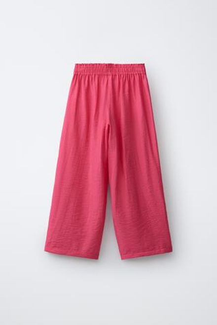 ZARA БРЮКИ WIDE LEG С ЖАТЫМ ЭФФЕКТОМ, ЦВЕТ ФУКСИИ