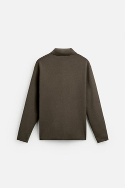 ZARA ПОЛО ИЗ СМЕСОВОЙ ВИСКОЗЫ, КОРИЧНЕВЫЙ