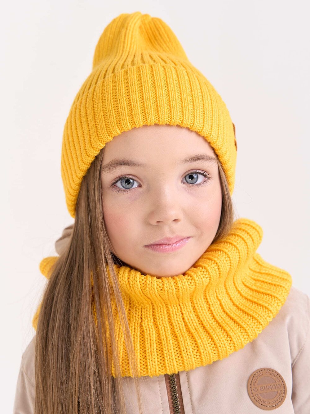 Шапка тыква из смесовой шерсти однослойная "Горчица"