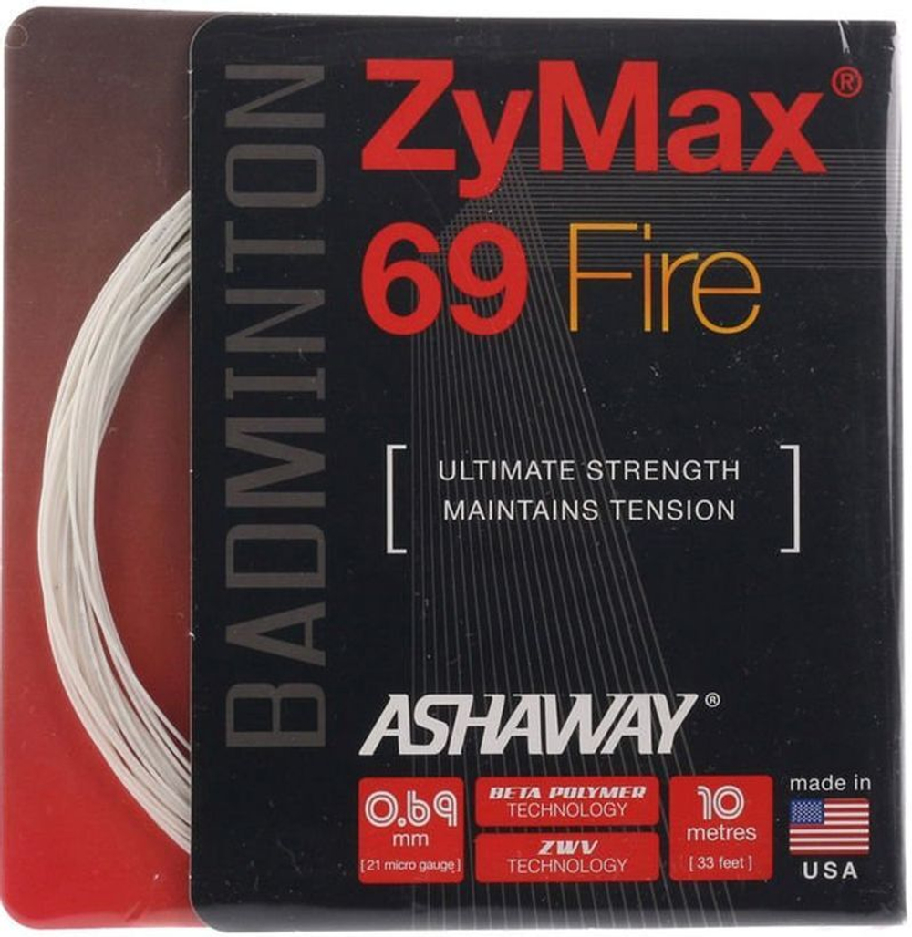 Струны для бадминтона Ashaway ZyMax 69 Fire (10 m) - white