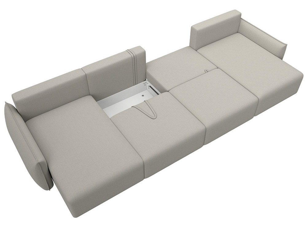 Диван П-образный Лига-051 НПБ Лонг РОГОЖКА Амур 02 бежевый