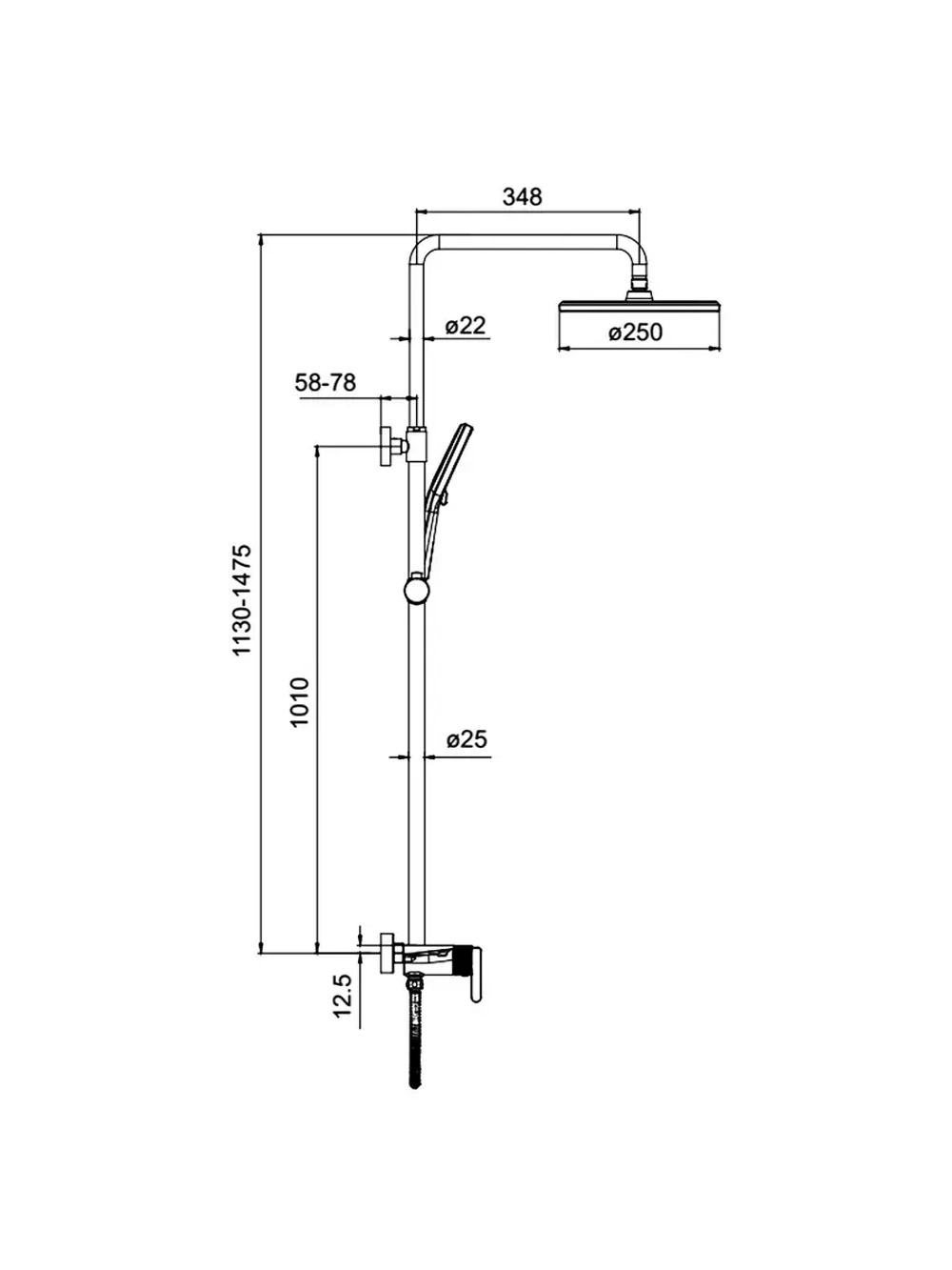Душевая система с тропическим душем Gappo G2495-96