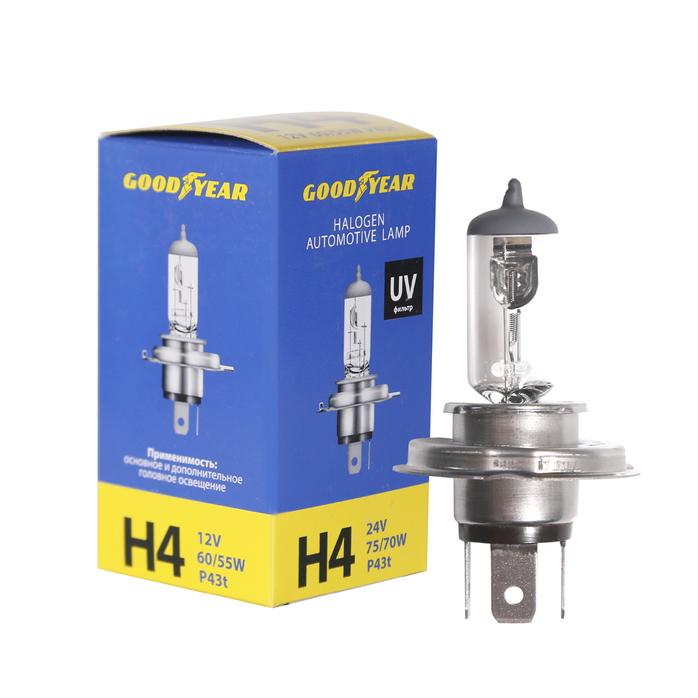 Галогенная лампа H4 60/55W 12V P43t Goodyear