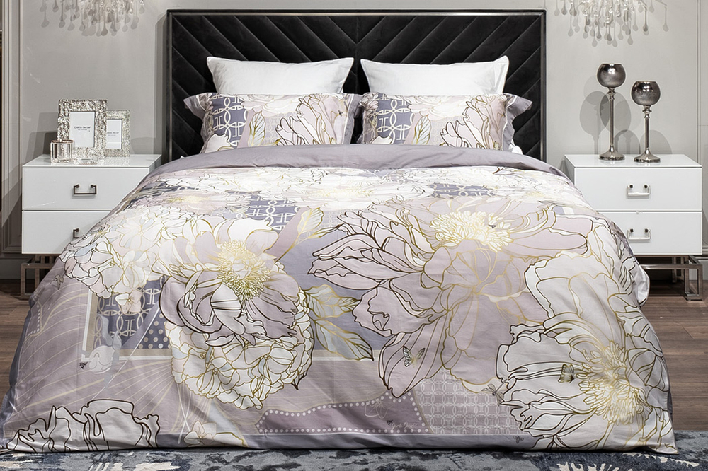 Комплект наволочек 2шт 50х70 Garda Decor Пионы серый