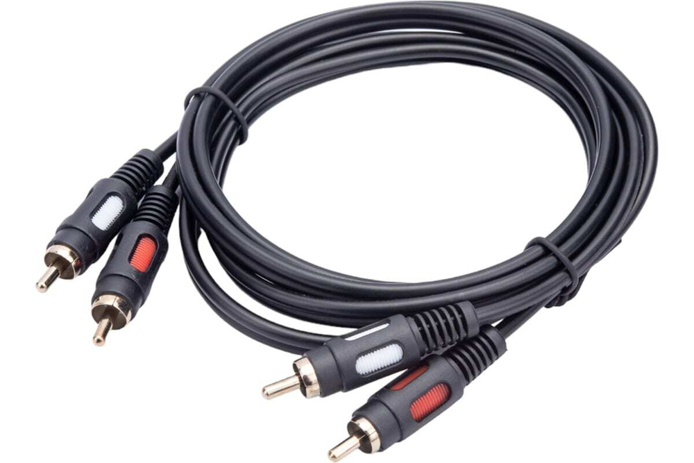 Шнур REXANT 2 RCA - 2 RCA, длина 1,5 метра, черный 17-0143