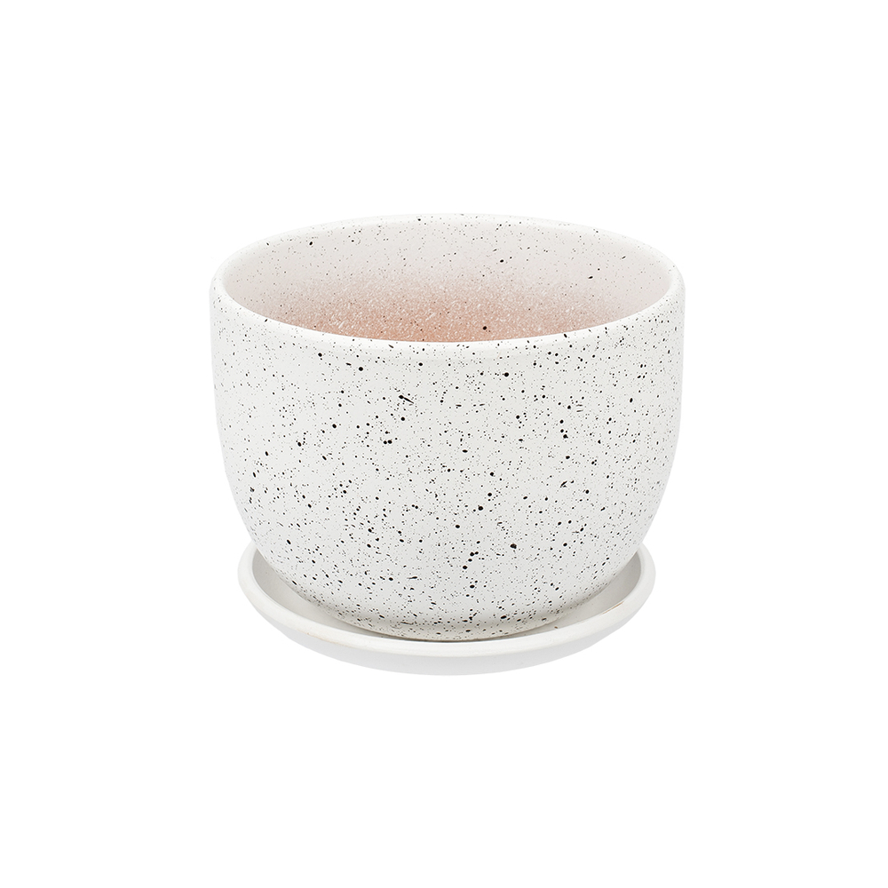 Керамический горшок Терраццо с подставкой, 0,5 л., Д115 Ш115 В105, белый