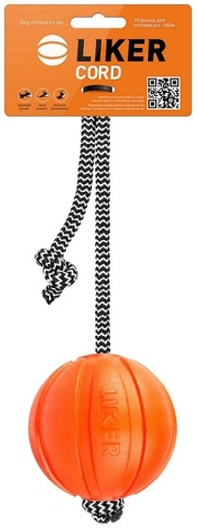 Игрушка для собак мячик ЛАЙКЕР Корд на шнуре d 7 см, PitchDog Liker