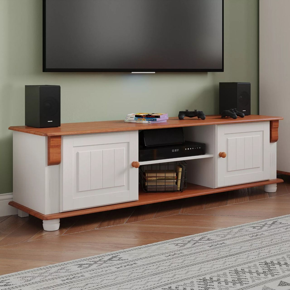 Тумба под телевизор Адель, белый/черри