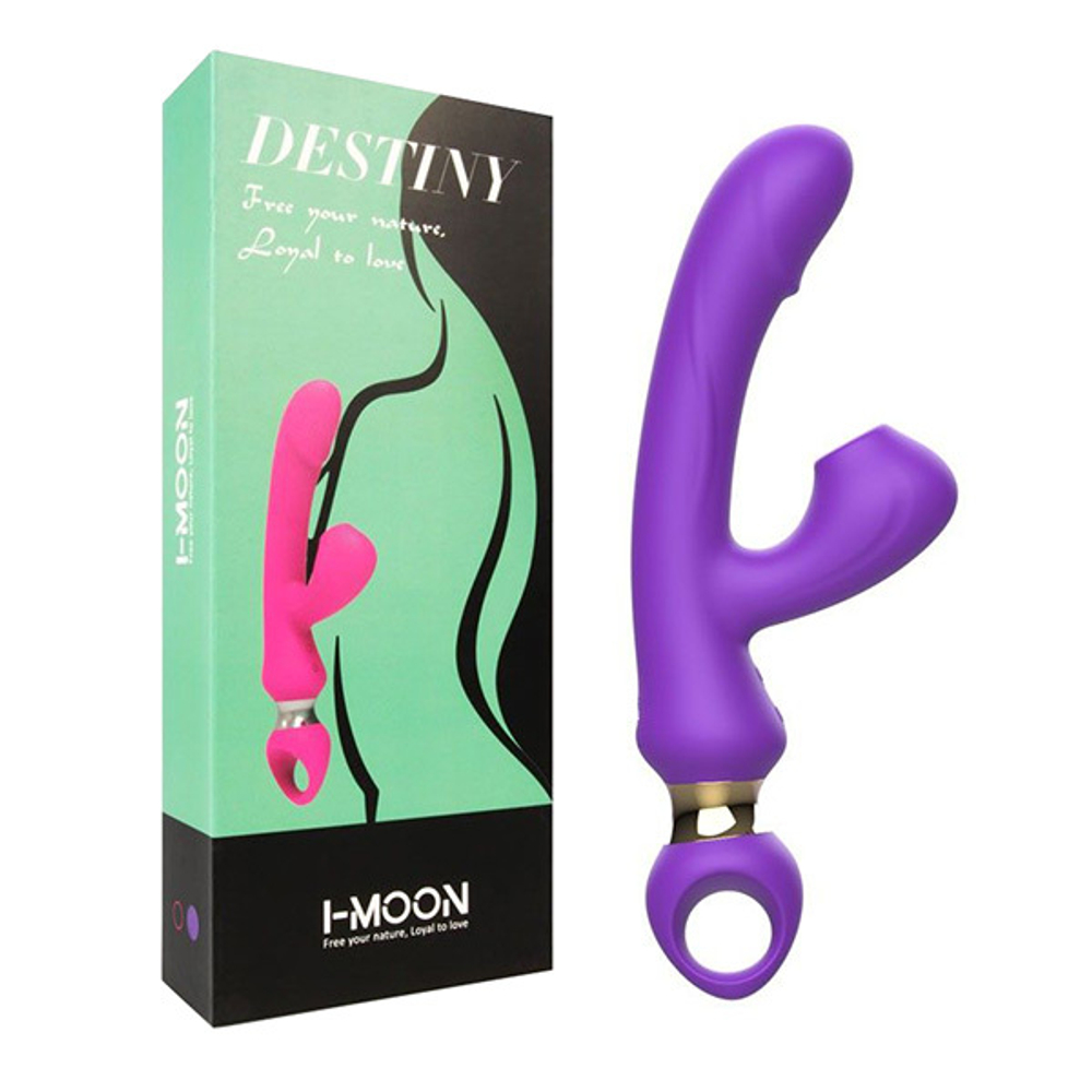 Фиолетовый вибратор-кролик 24,6см с вакуумной стимуляцией клитора I-Moon MY-230
