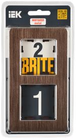 BRITE Рамка 2-местная РУ-2-1-Бр металл коричневый RE AL IEK