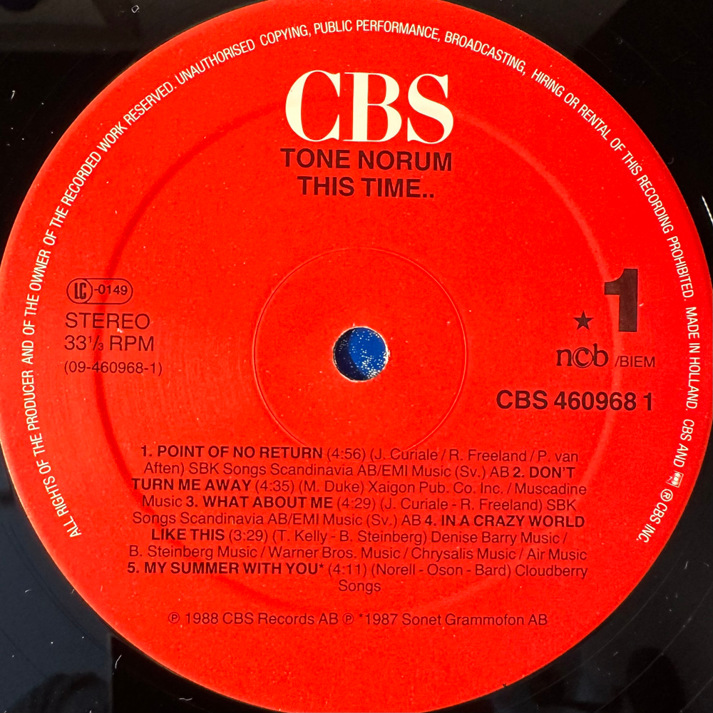Tone Norum - This Time… (Скандинавия 1988г.)