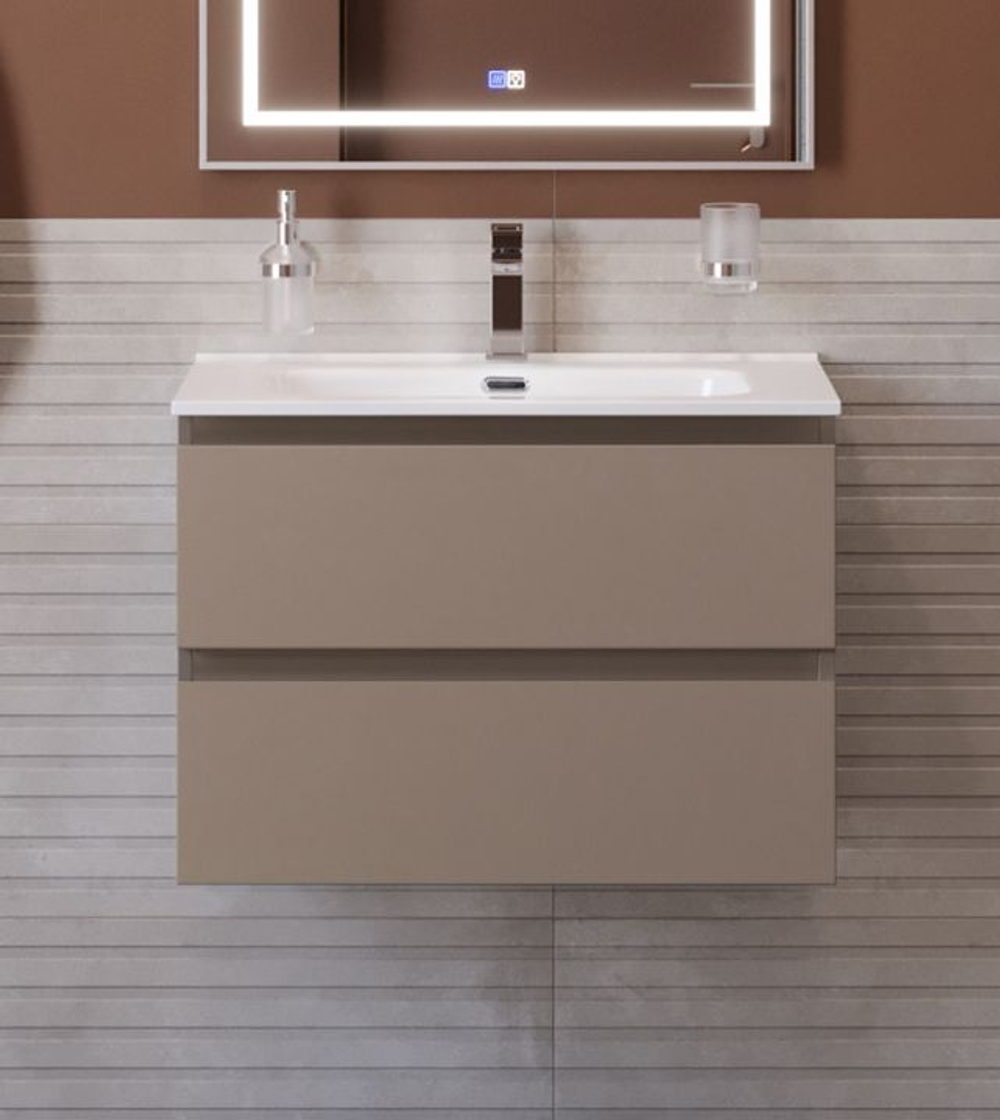 Тумба с раковиной подвесная BelBagno KRAFT-700-2C-SO-CO Бежевый матовый, раковина белая BB700ETL