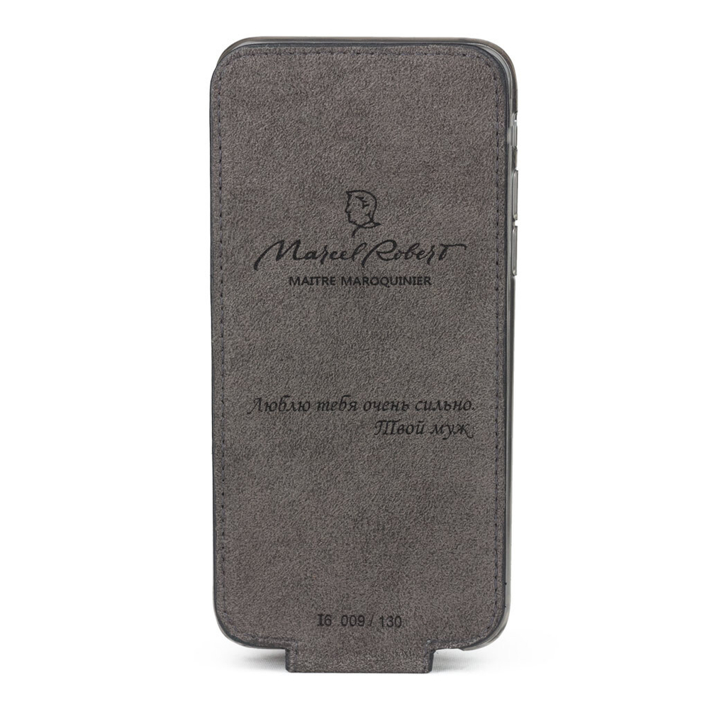 Чехол для iPhone 15 Pro Max из кожи сафьяно, коричневого цвета