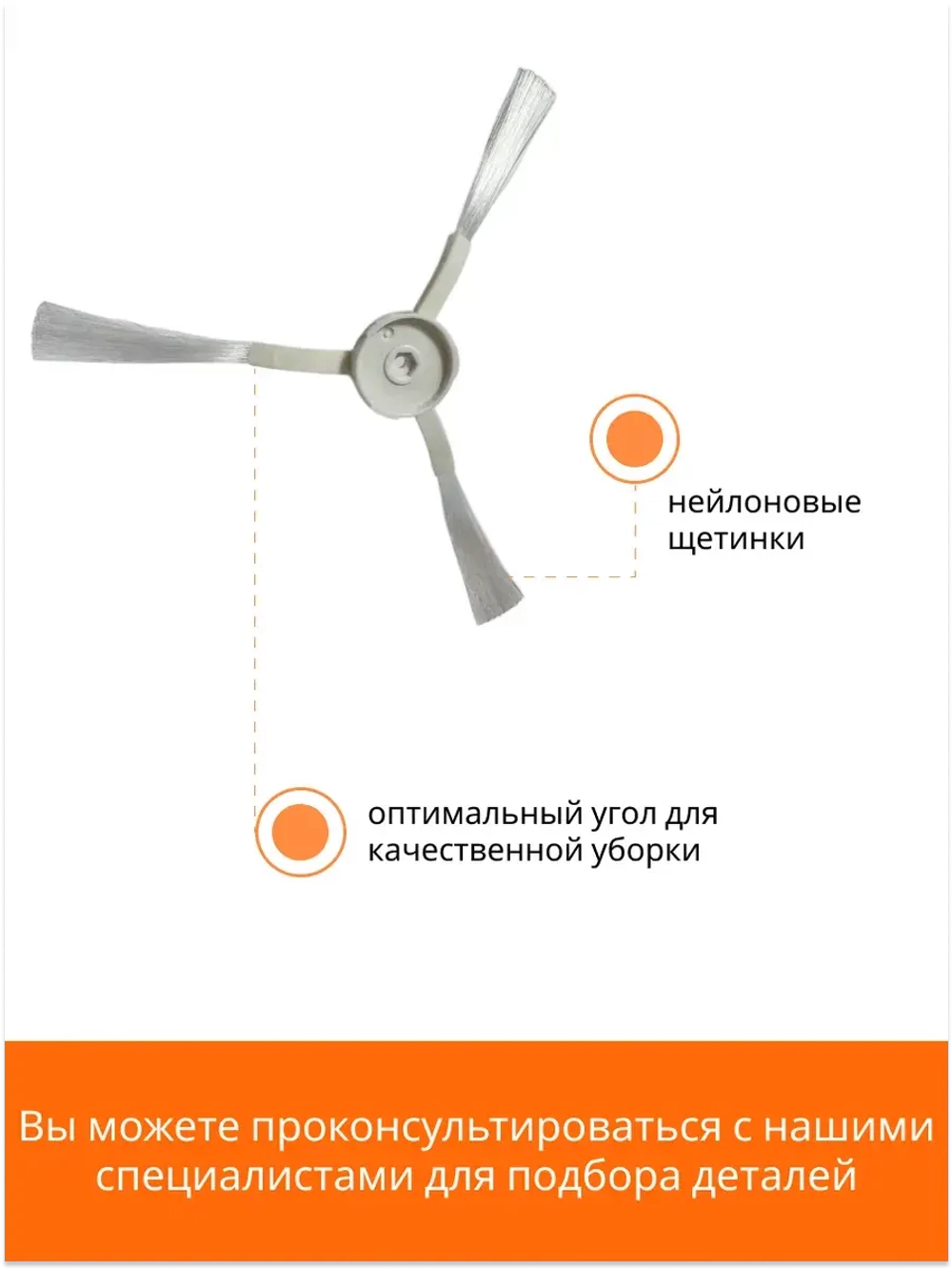 Боковая щётка для Vacuum-Mop Essential MJSTG1 правая (шестигранник) 8022402529 (9001754482)